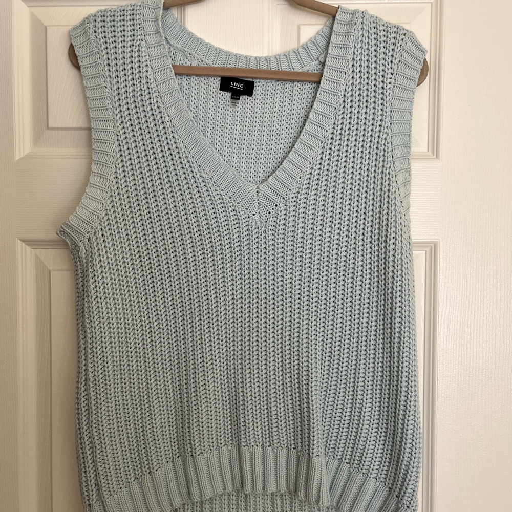 Soft Blue V-Neck Sweater Vest